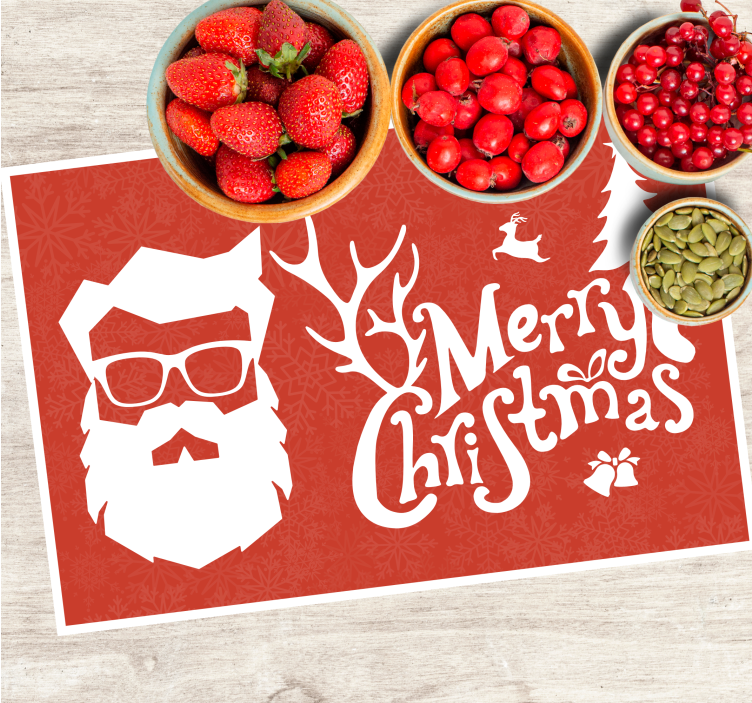 Kerstmis placemat met kerstman met brillen - TenStickers