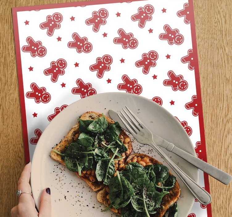 Kerstmis placemat met peperkoekfiguren patroon - TenStickers