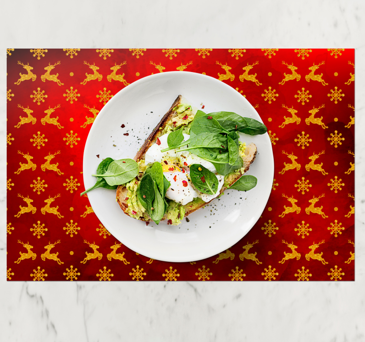 Kerstmis placemat rood rendier patroon - TenStickers