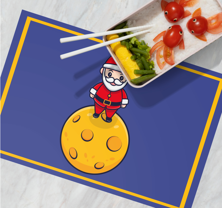 Kerstmis placemat santa op de maan - TenStickers