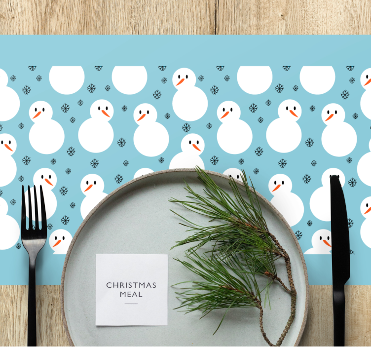 Kerstmis placemat sneeuwpop winterpatroon - TenStickers