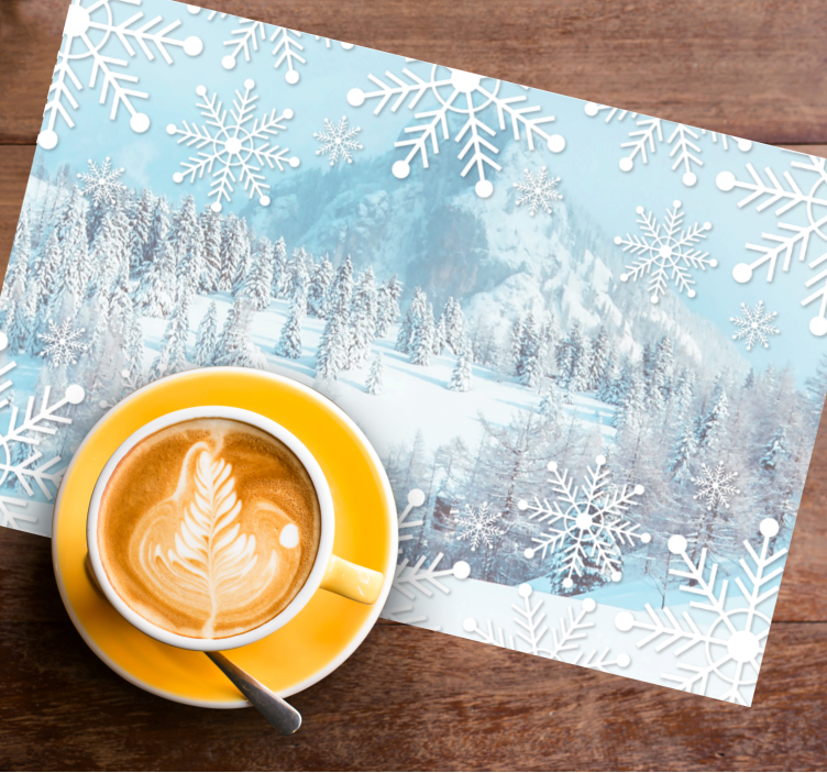 Kerstmis placemat sneeuwvlok winterlandschap - TenStickers