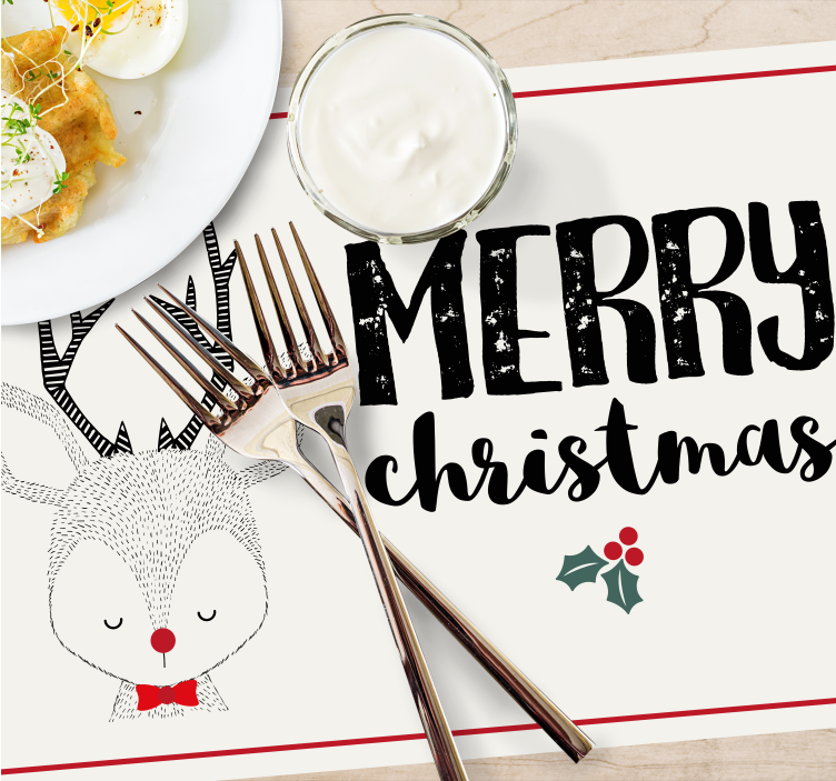 Kerstmis placemat vrolijke rendier illustratie - TenStickers