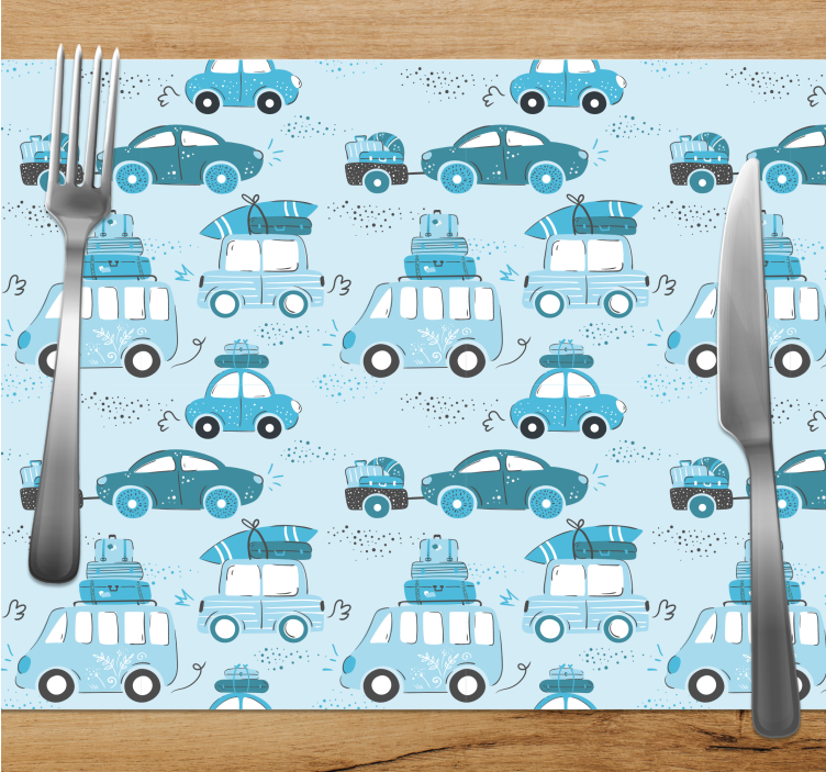 Kinder placemat auto's met bagage - TenStickers