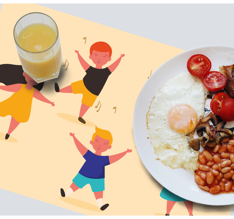 Kinder placemat blije dansende kinderen - TenStickers