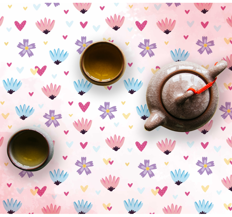 Kinder placemat bloemen hartpatronen - TenStickers