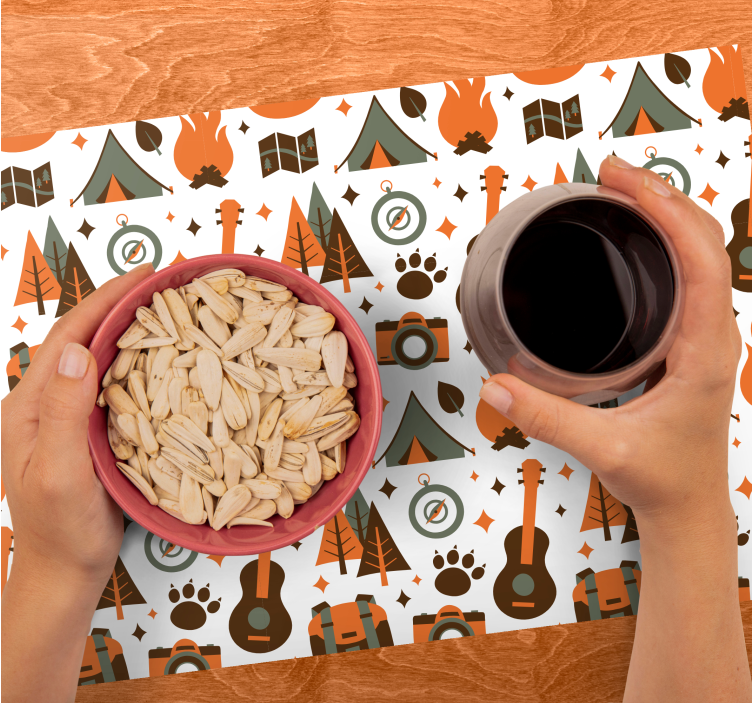 Kinder placemat camping avontuur elementen - TenStickers