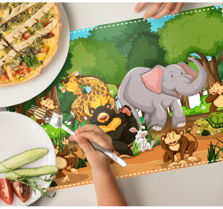 Kinder placemat dierenpret scène - TenStickers
