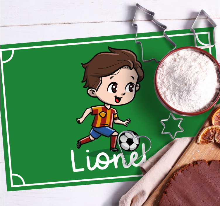 Placemat met naam Kindervoetballer met naam - TenStickers
