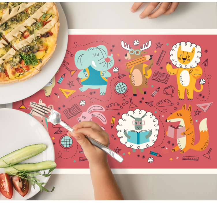 Kinder placemat kleurrijke dierenvrienden - TenStickers