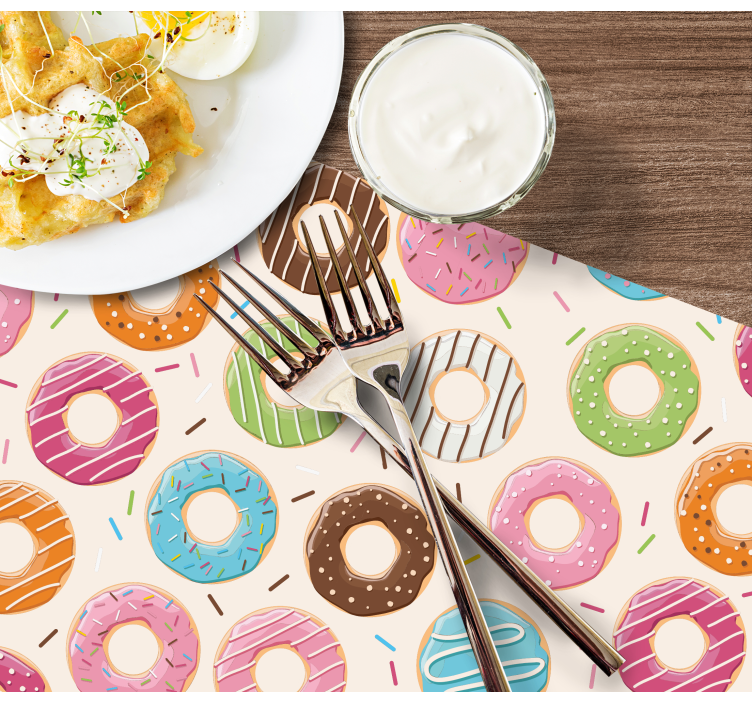 Kinder placemat kleurrijke donutpatronen - TenStickers