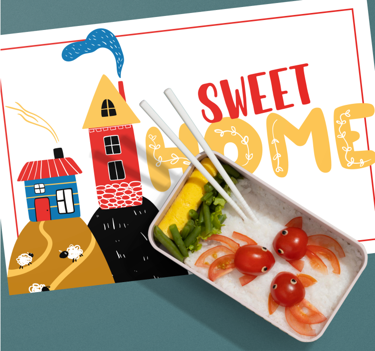 Kinder placemat kleurrijke huisscène - TenStickers