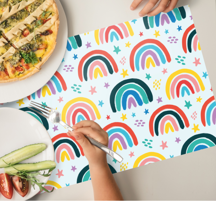 Kinder placemat levendige regenboogelementen - TenStickers
