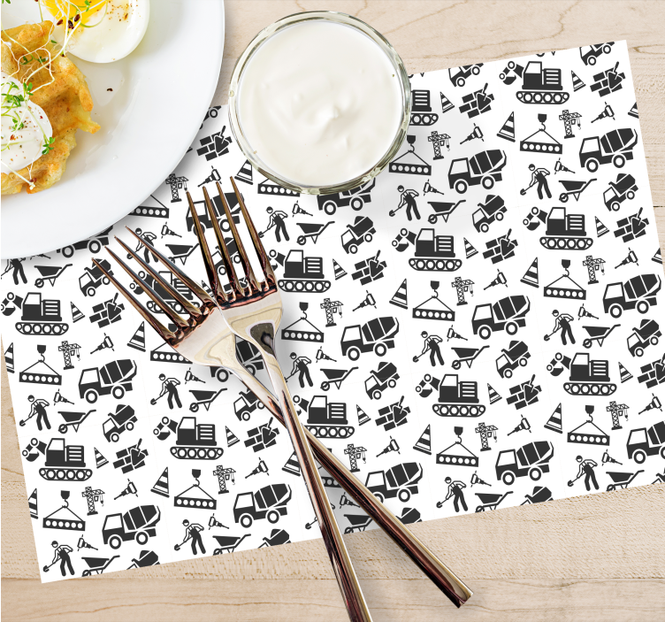 Kinder placemat met bouwthema patronen - TenStickers