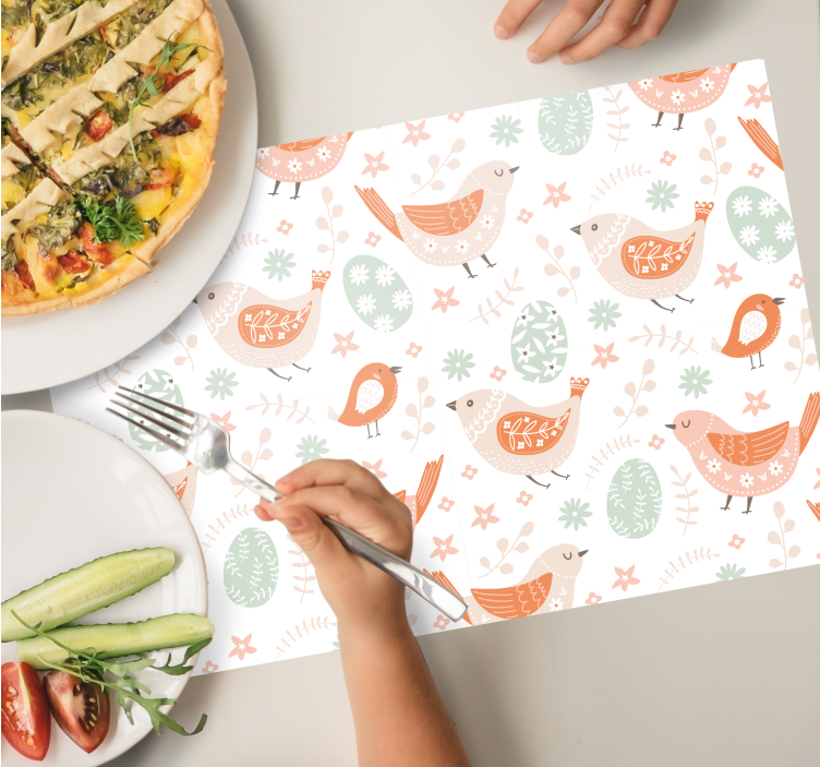 Kinder placemat met charmante vogelpatronen - TenStickers