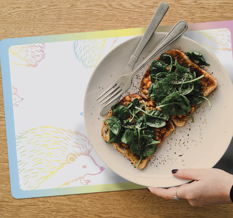 Kinder placemat met kleurrijk egeltje patroon - TenStickers