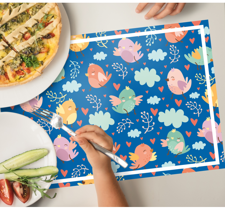 Kinder placemat met kleurrijke vogelpatronen - TenStickers