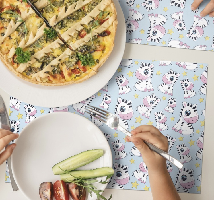 Kinder placemat met schattig zebra motief - TenStickers