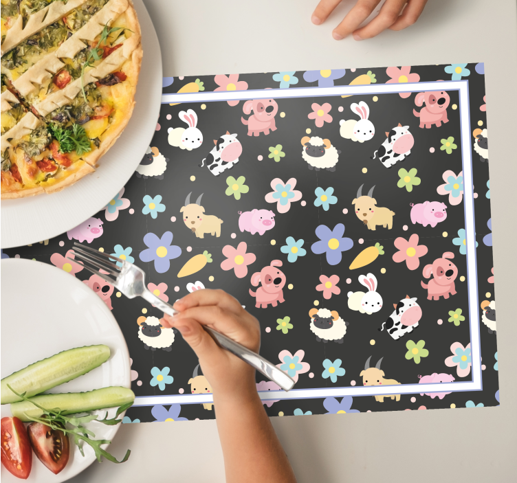 Kinder placemat met schattige dierillustraties - TenStickers
