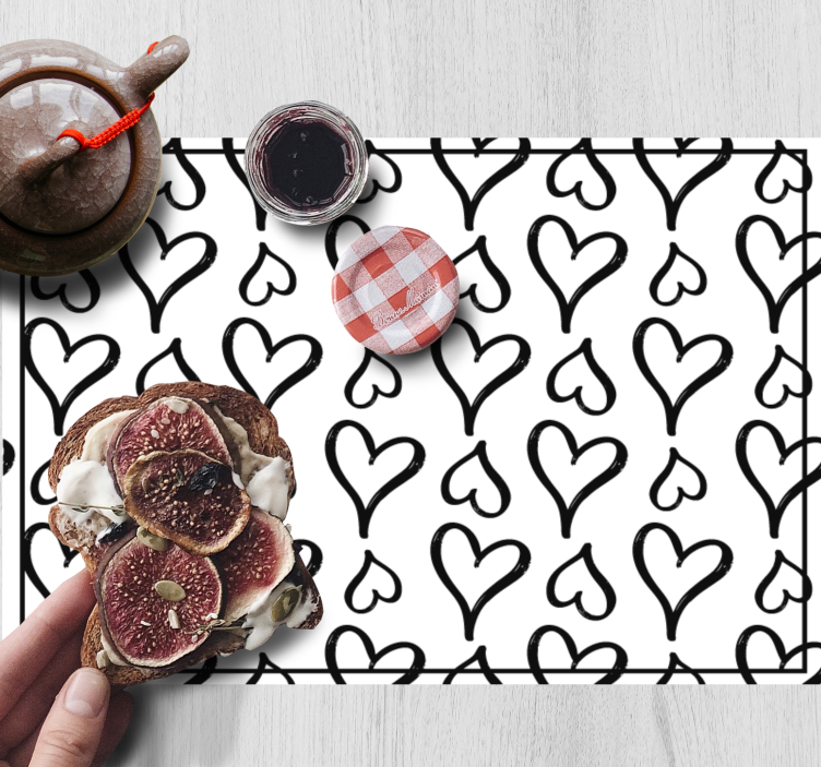 Kinder placemat met speels hartjespatroon - TenStickers