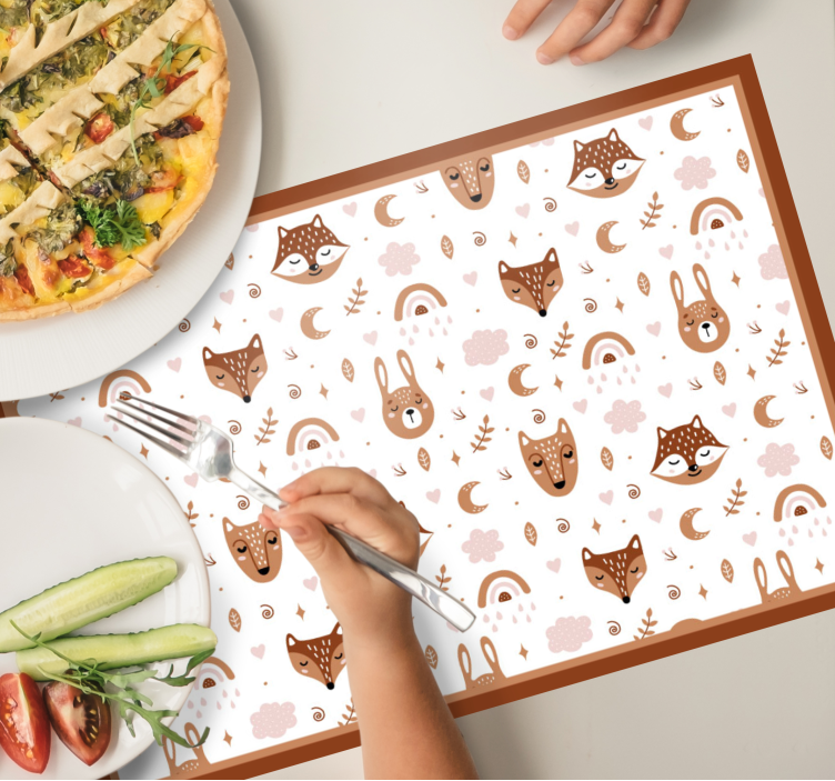 Kinder placemat met speelse dierenpatronen - TenStickers