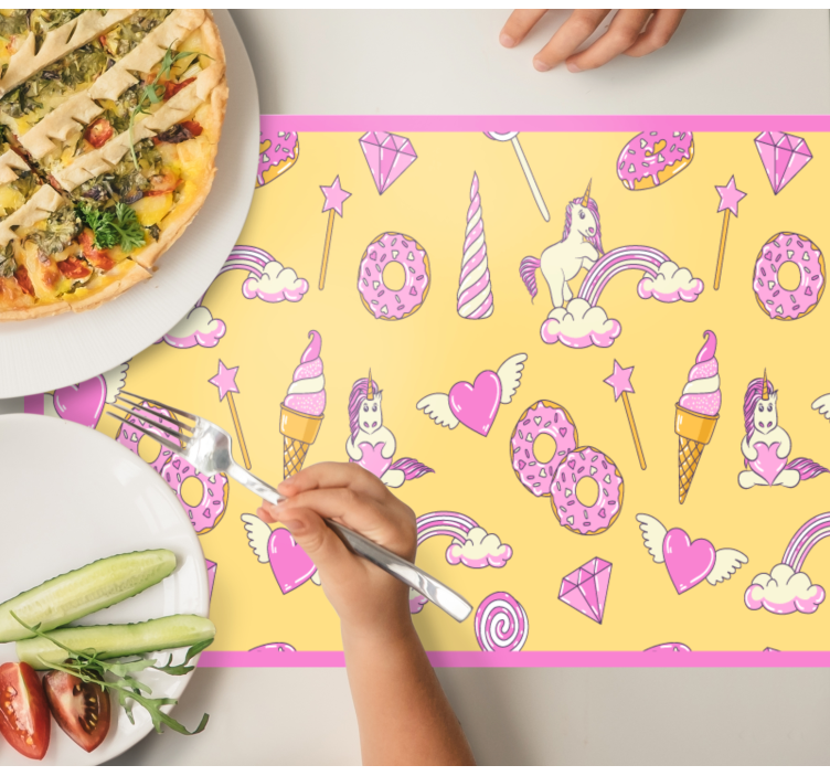 Kinder placemat met speelse eenhoornfantasie - TenStickers