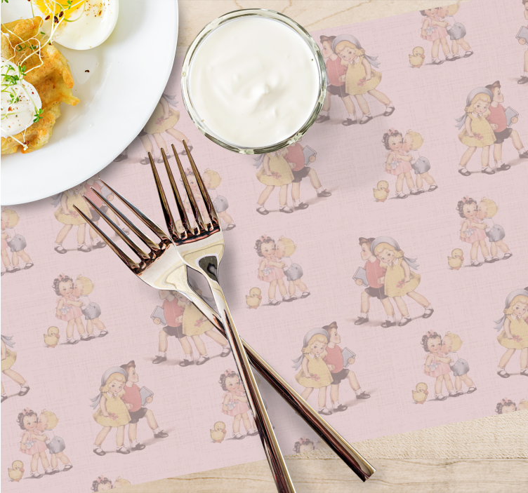 Kinder placemat met vintage kindillustraties - TenStickers