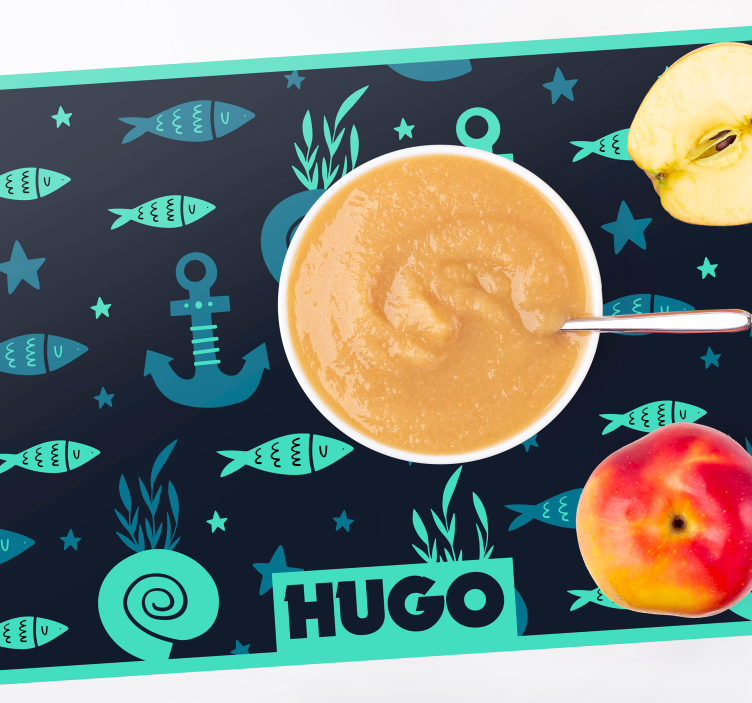 Kinder placemat nautisch vissenpatroon - TenStickers