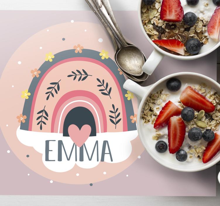 Kinder placemat regenboog bloemen design - TenStickers