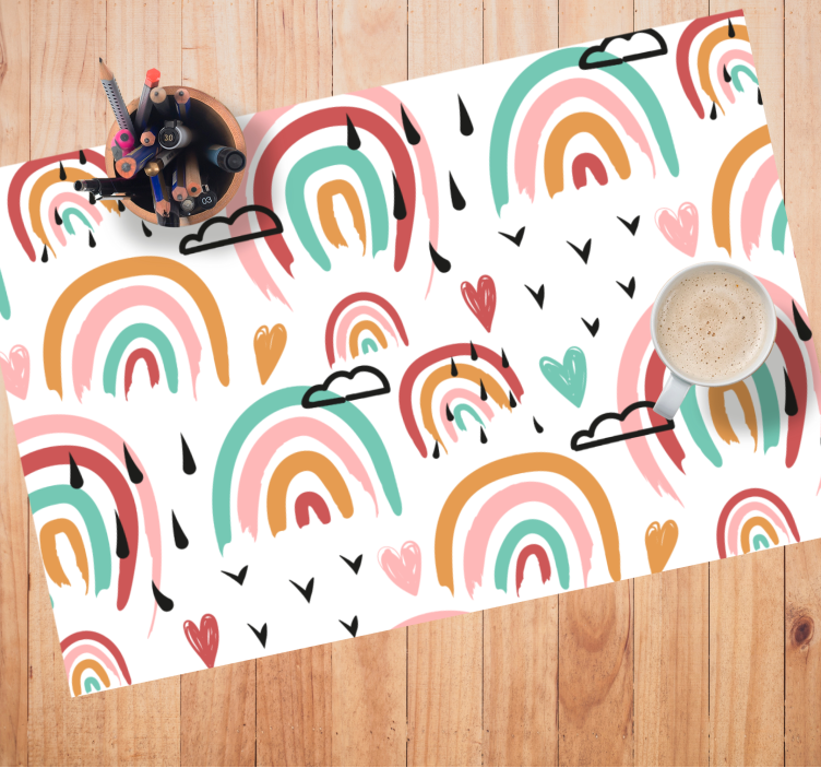 Kinder placemat regenboog hartpatroon - TenStickers
