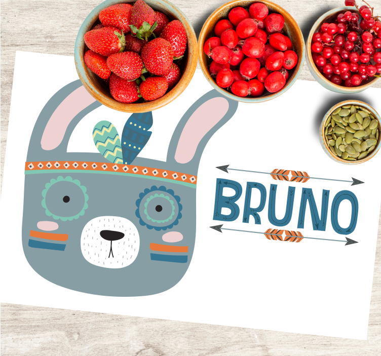 Kinder placemat schattig dierenhoofd - TenStickers