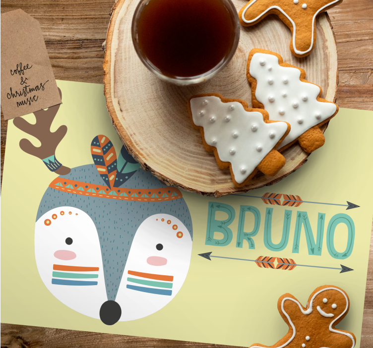 Kinder placemat schattig rendier gezicht - TenStickers