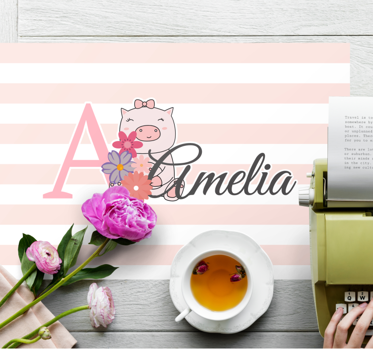 Kinder placemat schattig varkentje karakter - TenStickers