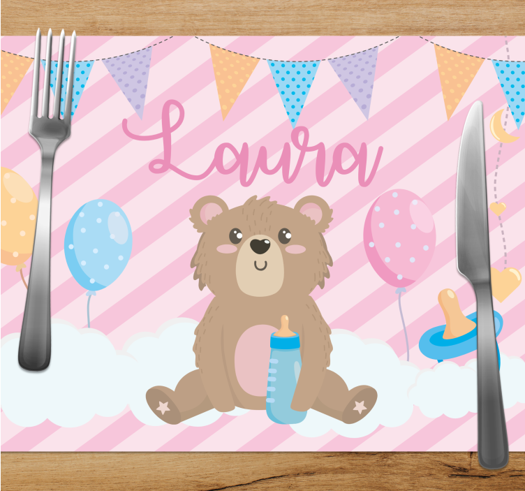 Kinder placemat schattige beer ballon - TenStickers