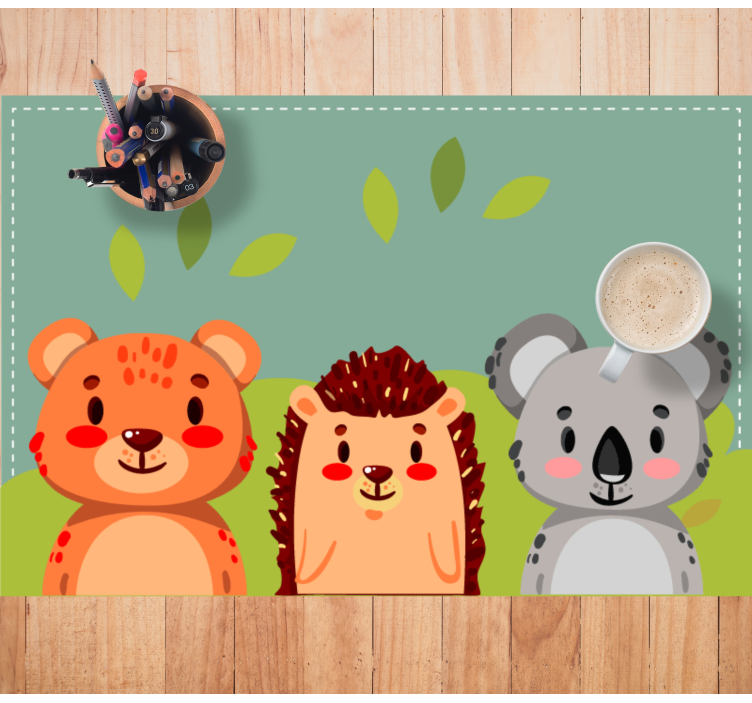 Kinder placemat schattige dieren vrienden - TenStickers