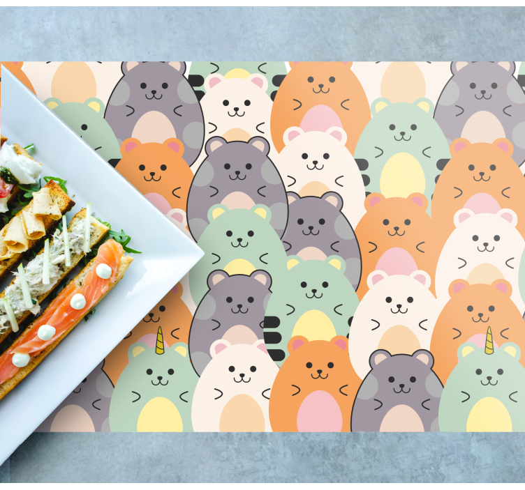 Kinder placemat schattige dierengezichten - TenStickers