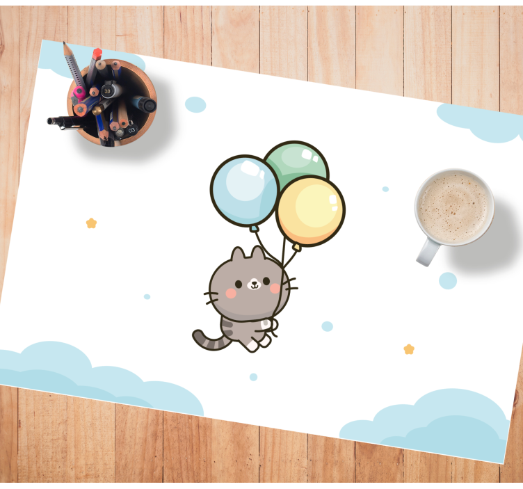 Kinder placemat schattige kattenballonnen - TenStickers