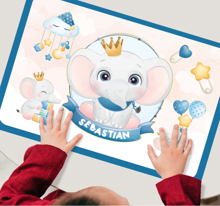 Kinder placemat schattige olifantenillustratie - TenStickers