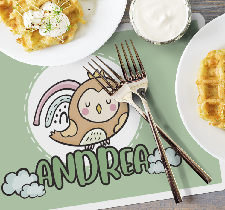 Kinder placemat schattige uil karakter - TenStickers