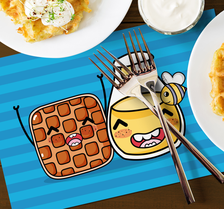 Kinder placemat schattige wafel en honing - TenStickers