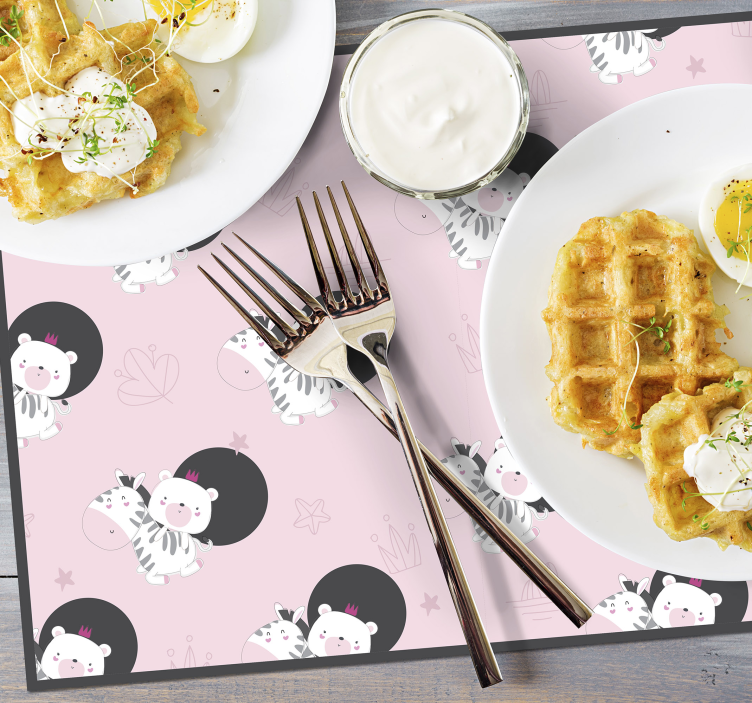 Kinder placemat schattige zebra illustraties - TenStickers