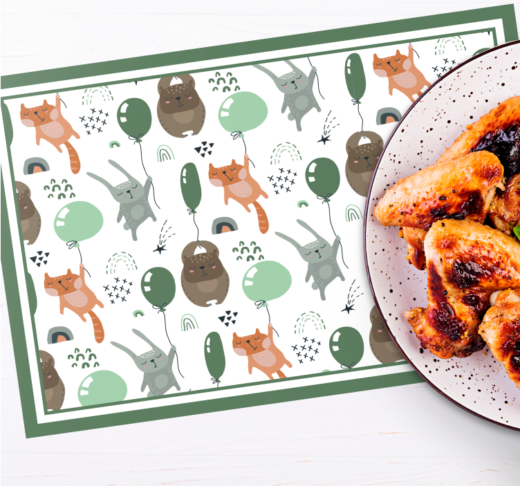 Kinder placemat speelse dierenpatronen - TenStickers