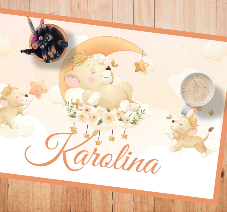 Kinder placemat speelse leeuwenwelpen - TenStickers