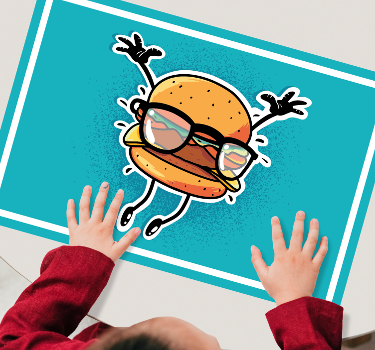 Kinder placemat springende hamburger figuur - TenStickers