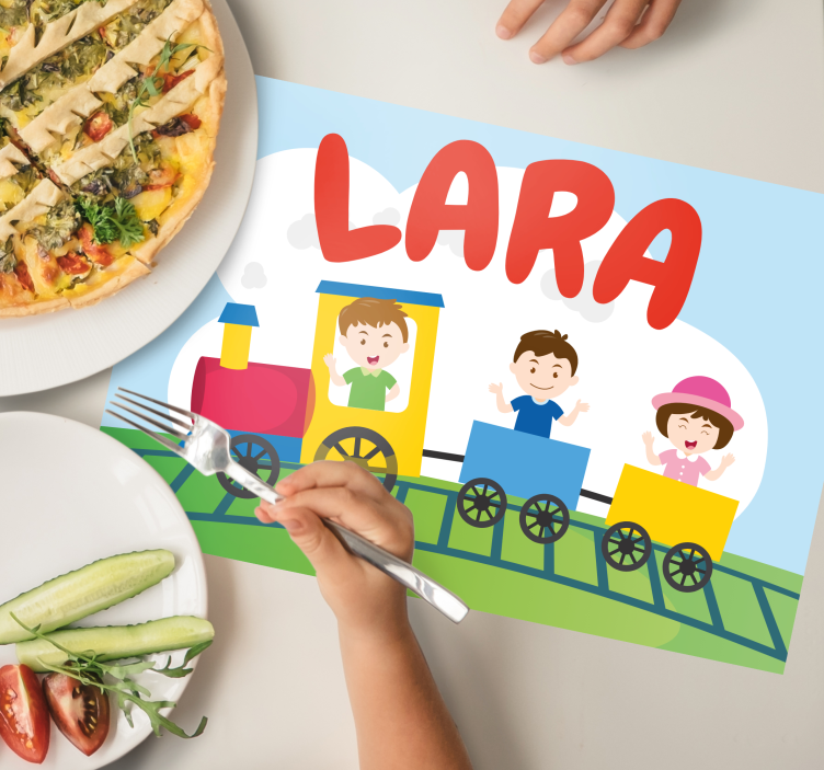 Kinder placemat train kinderen illustratie - TenStickers