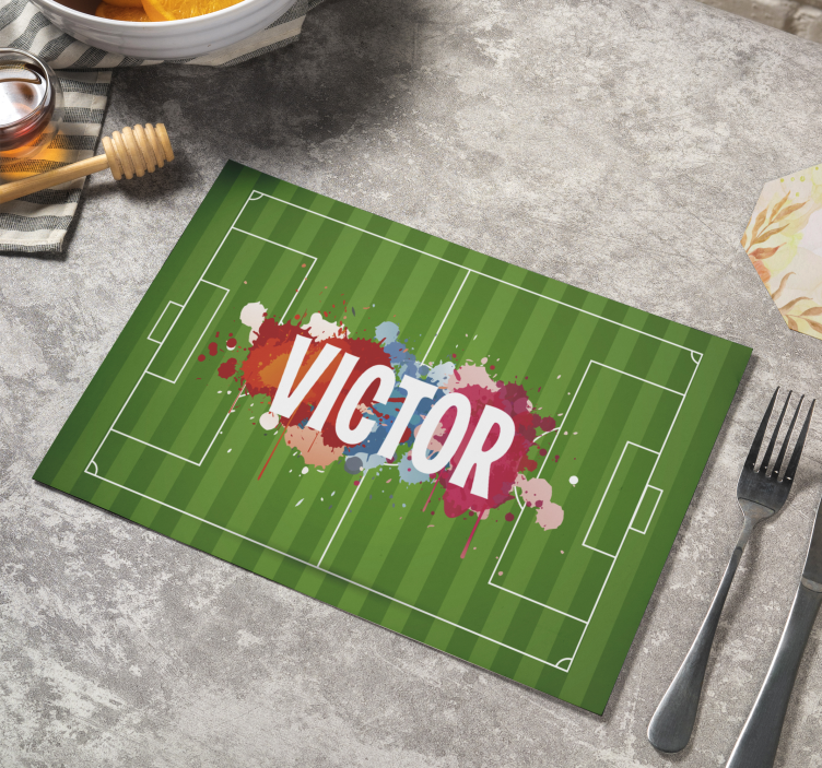Placemat met naam Voetbalveld met naam - TenStickers