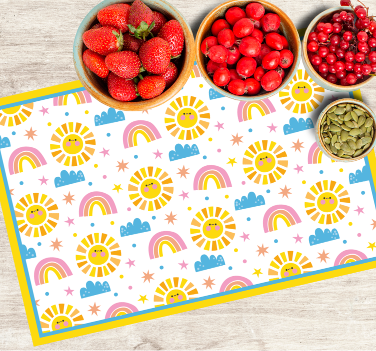 Kinder placemat zonneschijn regenboogpatroon - TenStickers