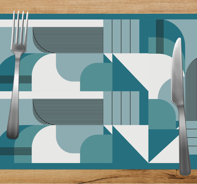 Moderne placemat geometrische teal patronen - TenStickers