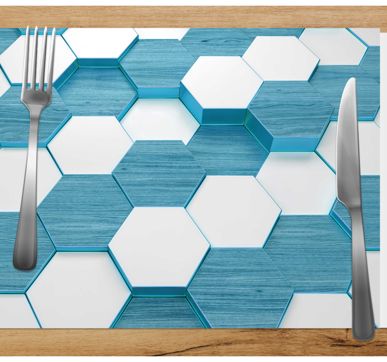Moderne placemat hexagonaal blauw patroon - TenStickers