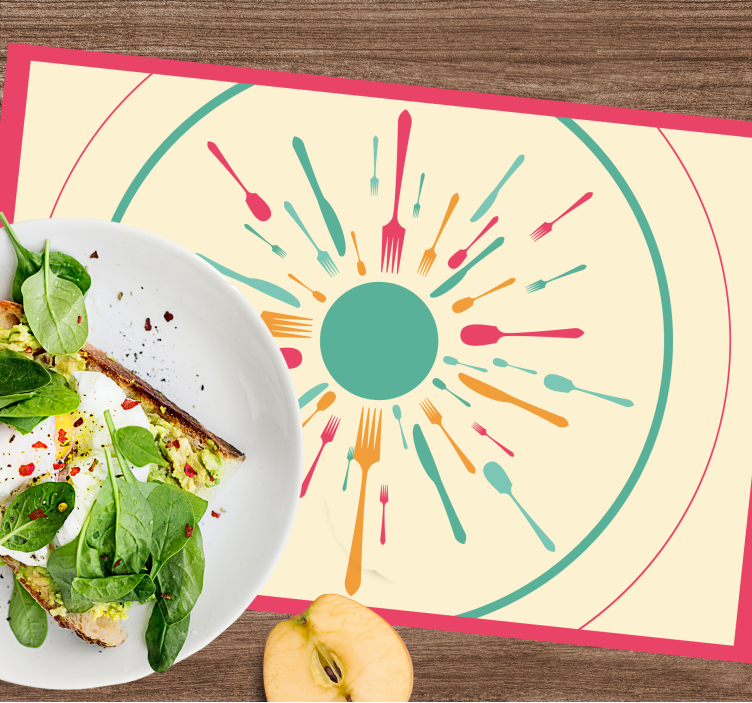 Moderne placemat kleurrijke bestekexplosie - TenStickers